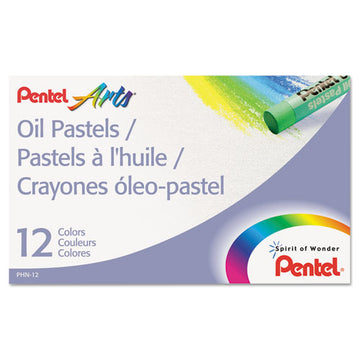 Pentel® Oil Pastel Set With Carrying Case, 12 Assorted Colors, 0.38" Dia X 2.38", 12-set freeshipping - TVN Wholesale